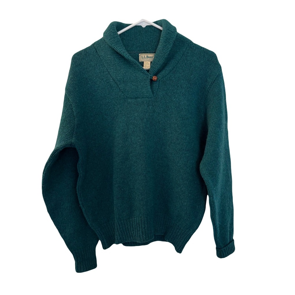 Vintage L.L. Bean Women's Wool Blend Sweater, Made‎ in USA 90s, Green, Size M